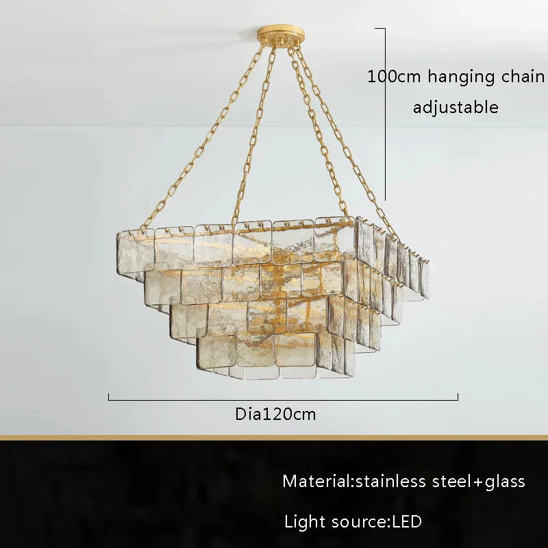 Afralia™ Gold Glass Chandelier  Luxe Living Room Lighting Fixture Luxurious Hanging Lamp