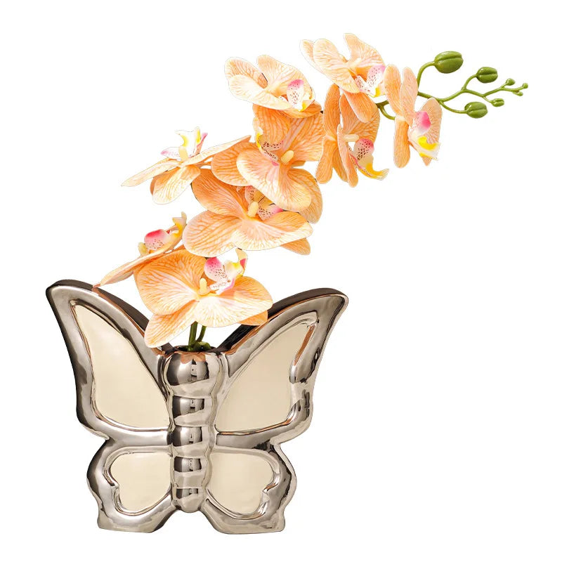 Afralia™ Butterfly Ceramic Vase: Home Decor Flower Arrangement Figurine Butterfly Flowerpot