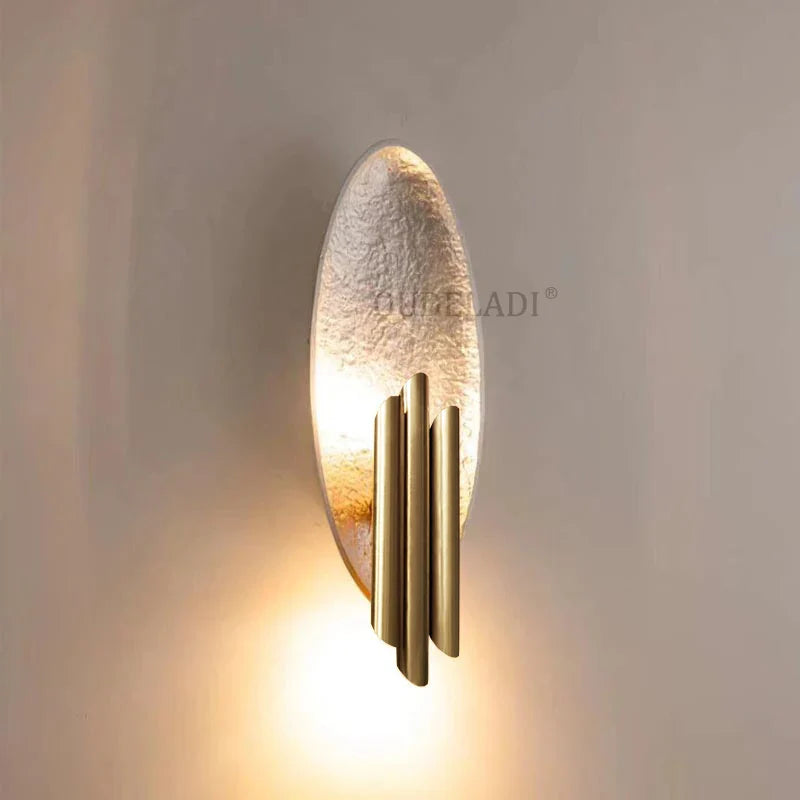 Afralia™ Metal Tube Resin Plate Wall Lamps Nordic Home Living Room Background Sconce