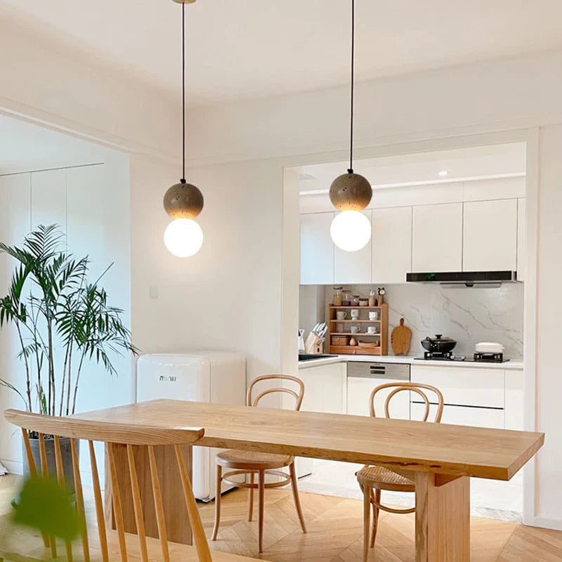 Afralia™ Travertine Stone Pendant Chandelier for Bedroom and Dining Room