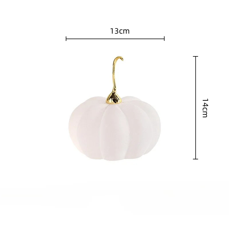 Afralia™ Marble Pumpkin Figurine Transparent Frosted Finish Statue Decor Accessory