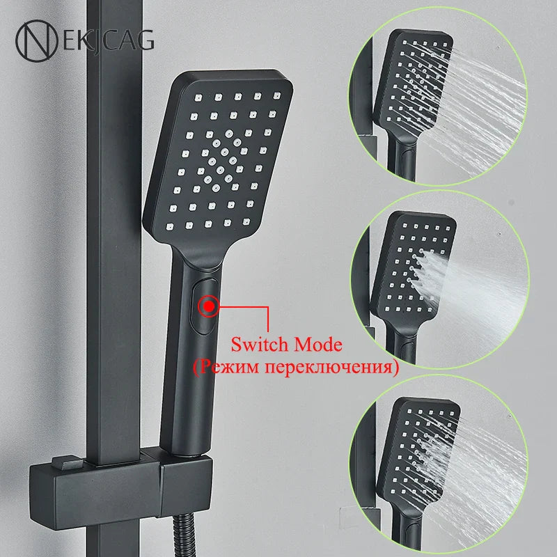 Afralia™ Digital Display Thermostatic Shower Faucet Set Rainfall Shower Mixer