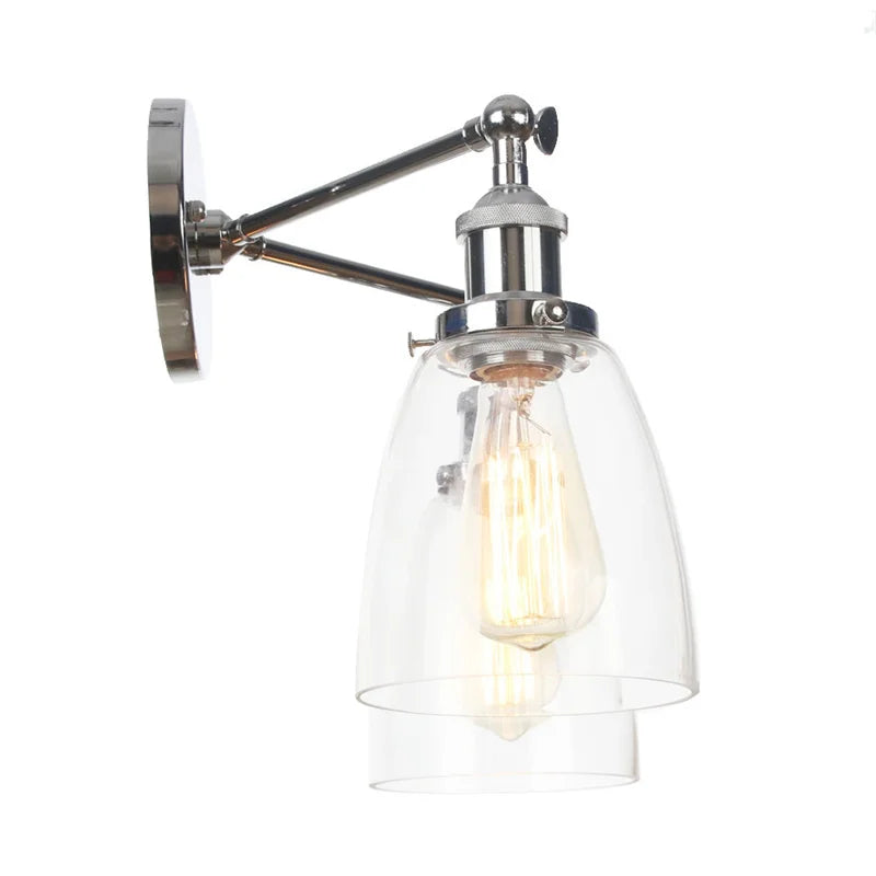 Afralia™ Vintage Industrial Iron Glass Wall Lamp Bedroom Stair Light Fixtures