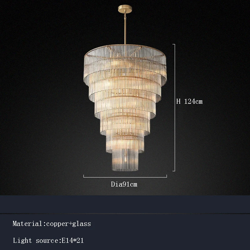 Afralia™ Nordic Luxury Brass Chandelier with Glass Shade