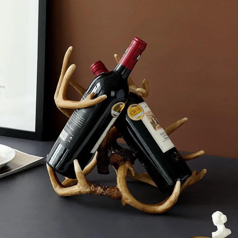 Afralia™ Buckhorn Wine Holder - Decorative Resin Antlers Bottle Rack