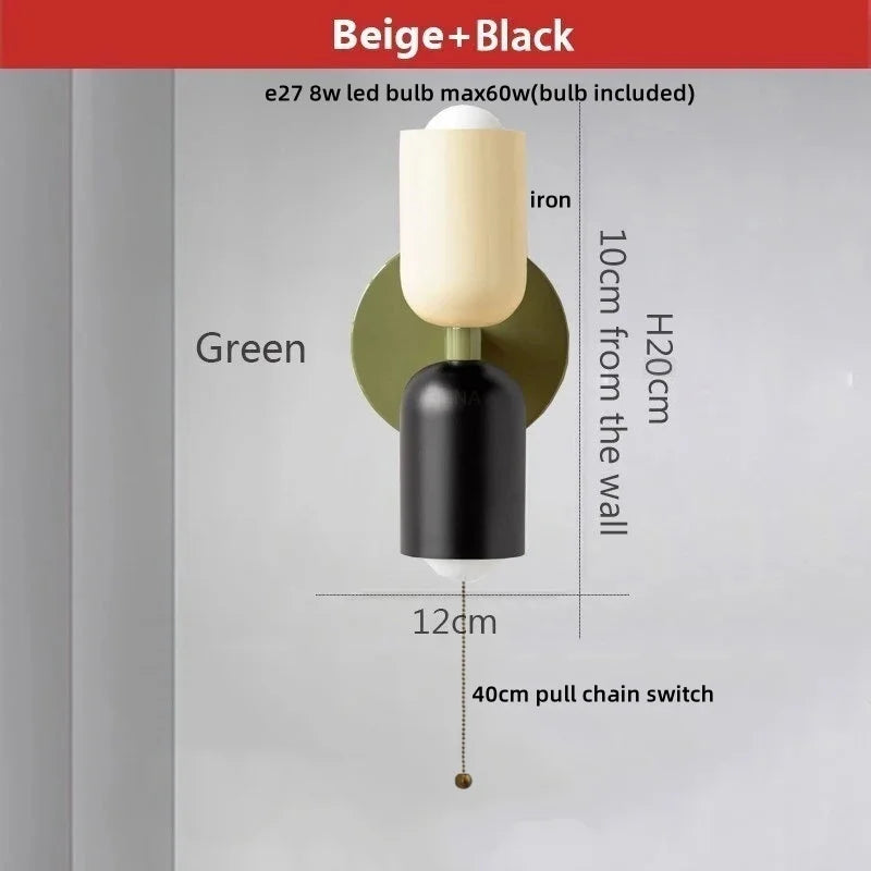 Afralia™ LED Wall Lights Colorful Iron Double Heads Modern Bedside Lamp