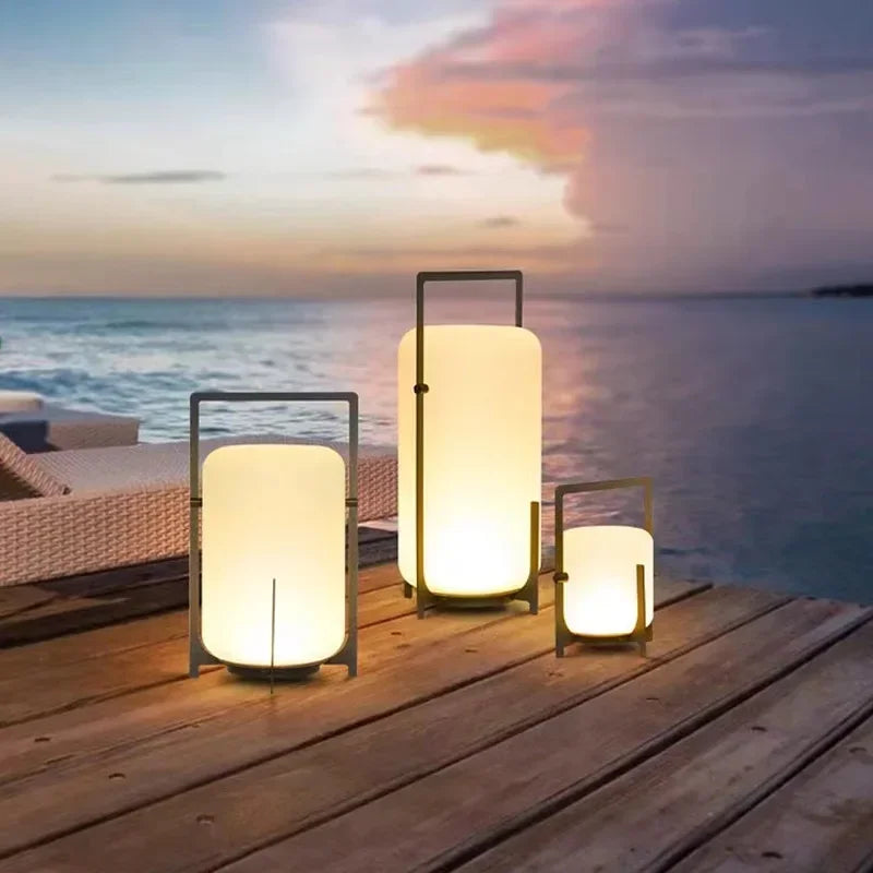 Afralia™ White Acrylic Solar Floor Lamp for Indoor Outdoor Lighting