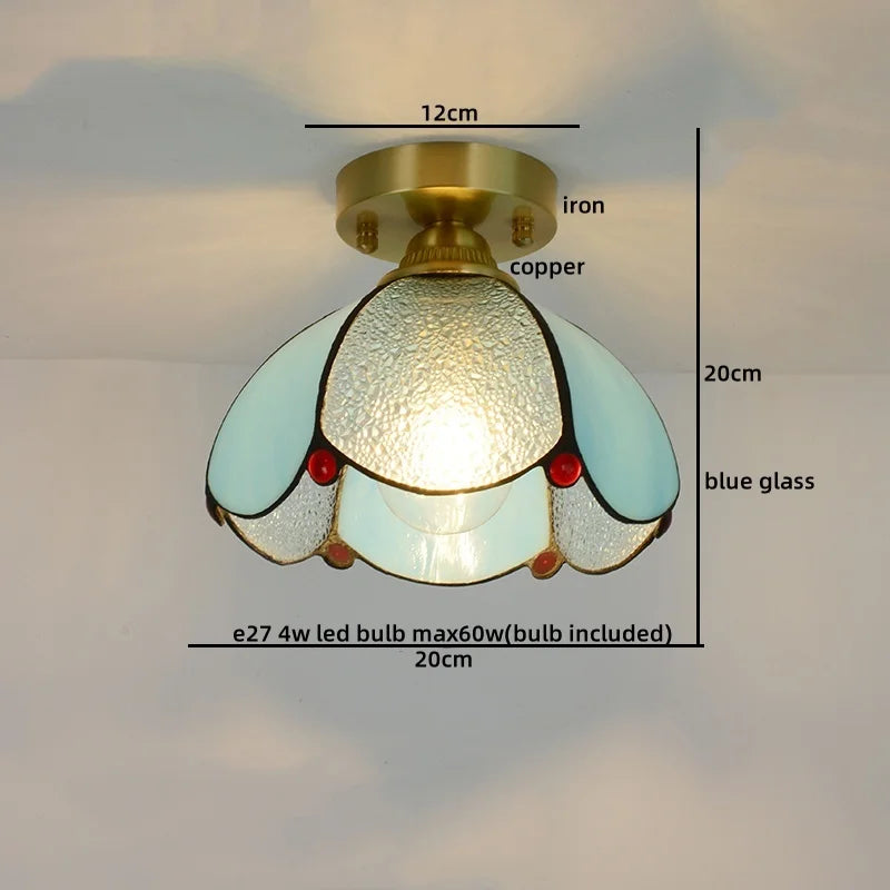 Afralia™ Modern Glass Copper LED Ceiling Light Fixture for Balcony, Living Room, Porch.