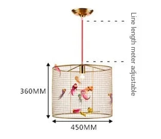 Afralia™ Gold Bird Cage Pendant Lamp for Nordic Loft Home Living Room Bedroom