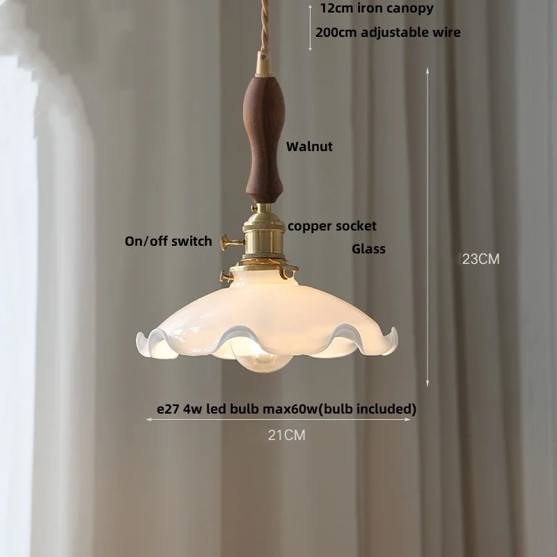 Afralia™ Amber Flower Glass LED Pendant Lights for Home Decor