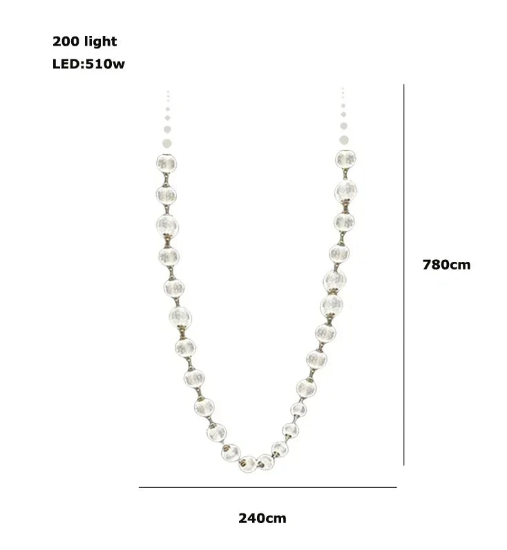 Afralia™ Pearl Necklace LED Pendant Light for 6m Staircase