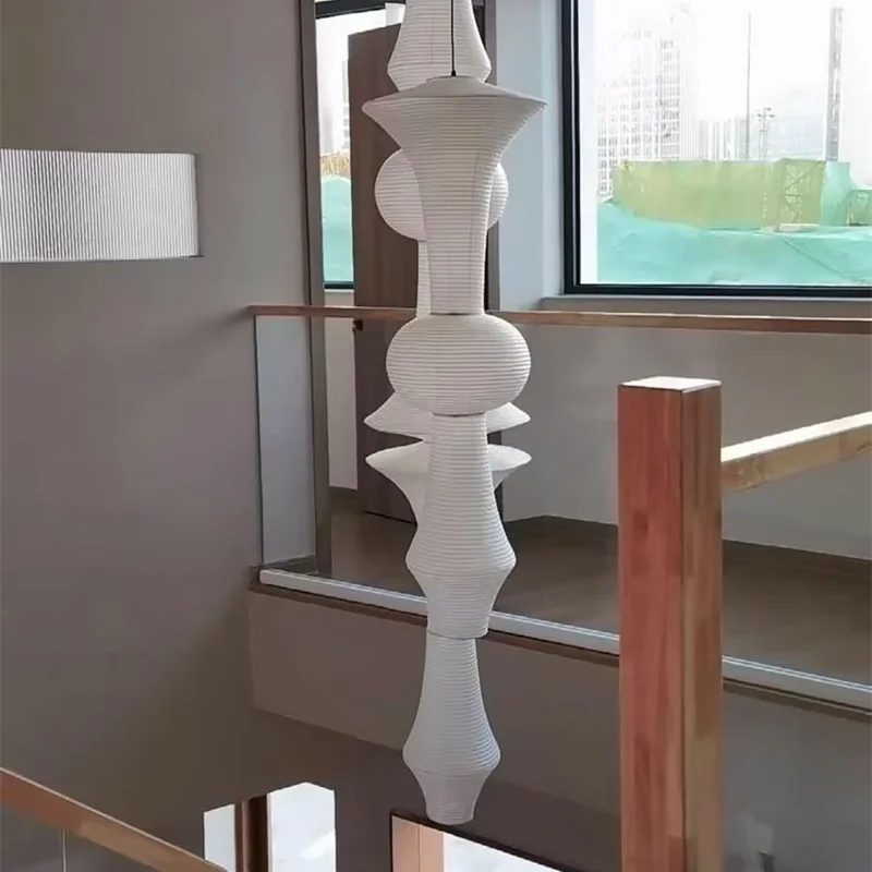 Afralia™ White Rice Paper Pendant Light: Japanese Farmhouse Hanging Lamp for Home Dining Stairwell