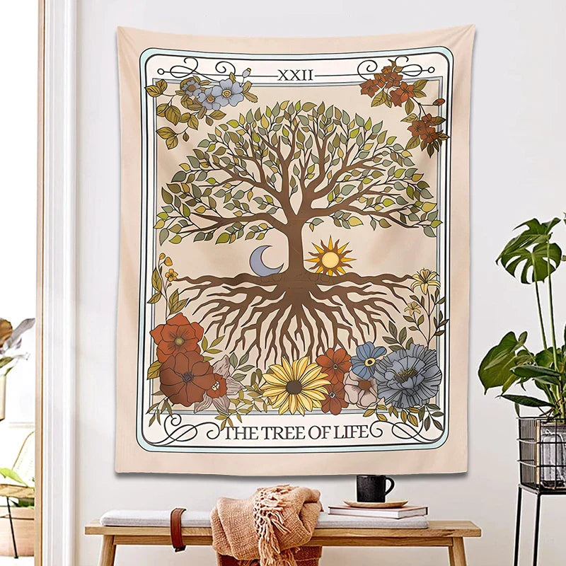 Afralia™ Tree of Life Tarot Tapestry Wall Hanging for Mystical Forest Vibes