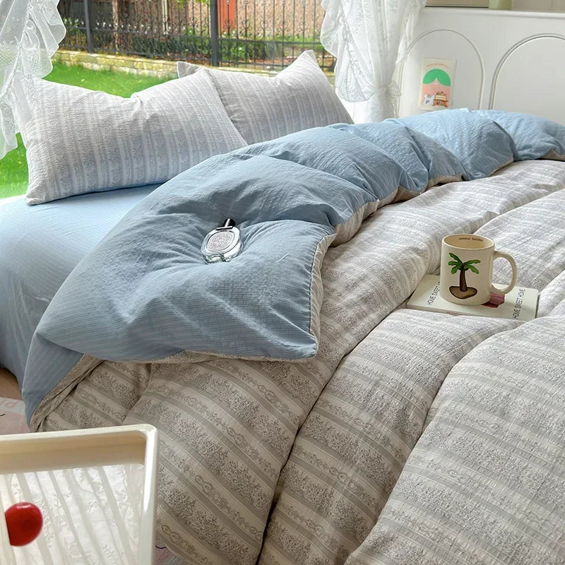 Afralia™ Floral Printed Cotton Bed Set: Cute, Soft, Comfortable 4-Piece Duvet Cover & Sheet