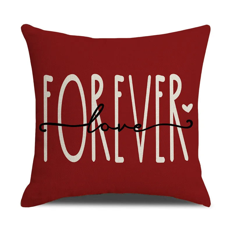 Afralia™ Valentine's Linen Throw Pillow Covers for Home Decor & Wedding Supplies
