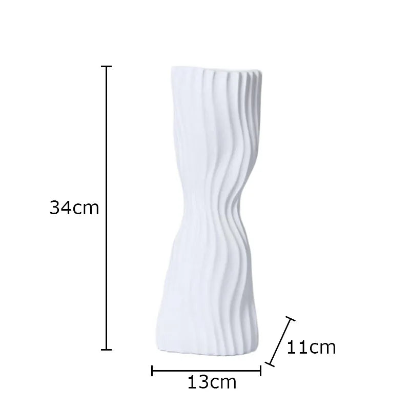 Afralia™ Modern Resin Wavy Stripes Vase for Desk Decoration and Floral Arrangement
