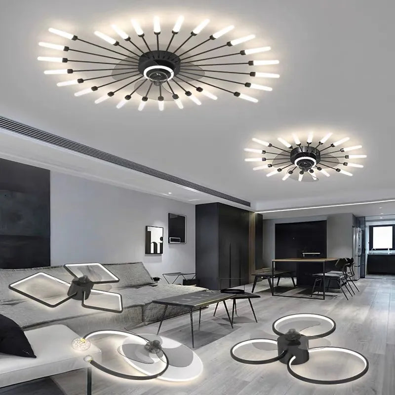 Afralia™ Modern Chandelier Ceiling Fan for Home Decor Lighting Fixture