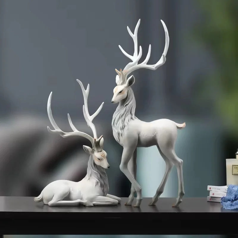 Afralia™ Deer Sculpture: High-End Resin Elk Figurine for Luxury Home Decor