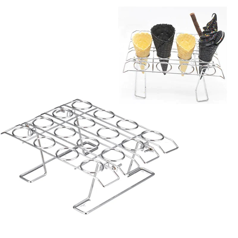 Afralia™ Stainless Steel Cone Display Rack: DIY Cone Holders for Ice Cream, Baking, Cupcakes