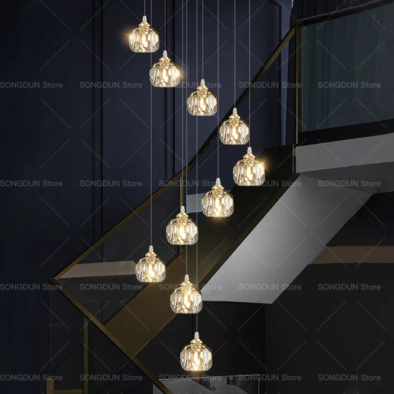 Afralia™ Crystal Spiral Staircase Chandelier for Modern Luxury Living