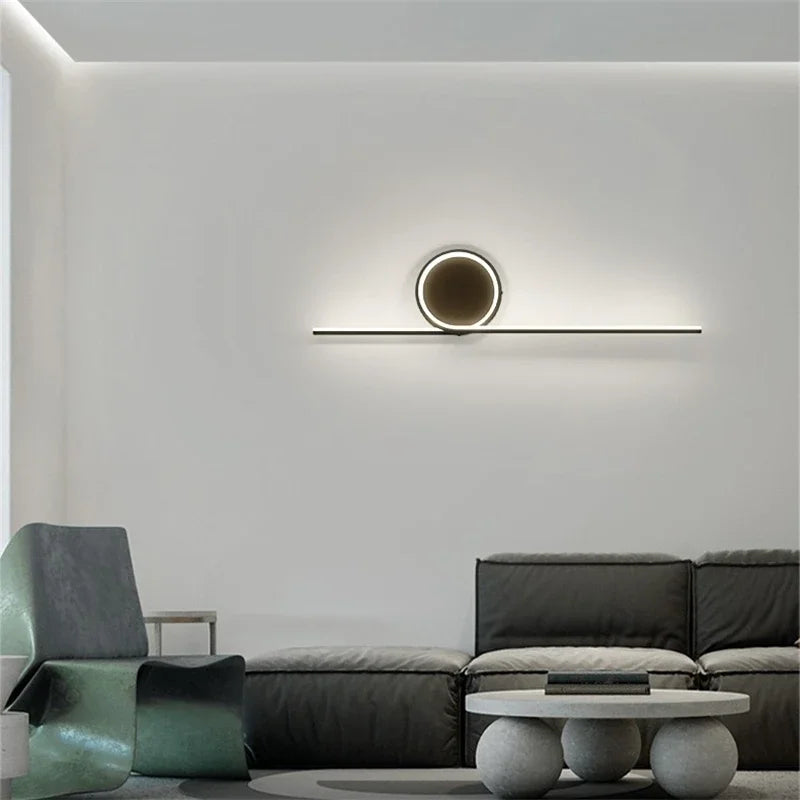 Afralia™ Circle Straight Bar Wall Lamp | Modern Nordic LED Bedroom Living Room Decor