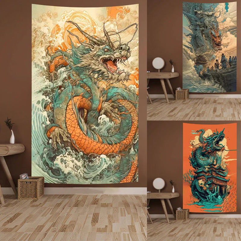 Afralia™ Classic Dragon Art Tapestry Wall Cloth - Album Cover Wall Painting Ornaments