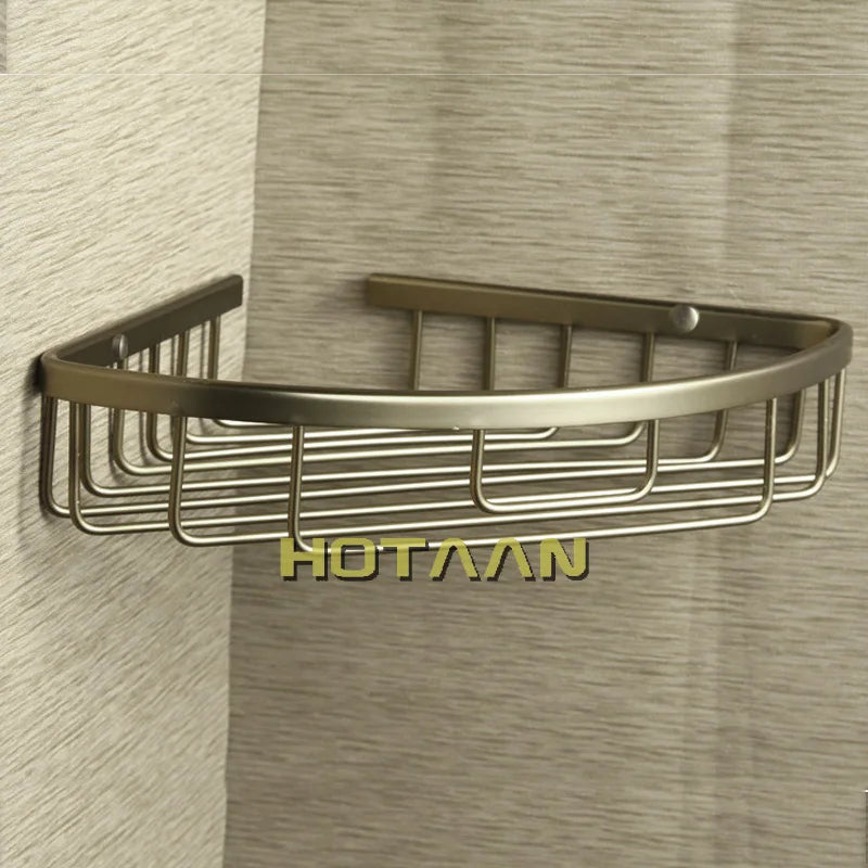 Afralia™ Aluminum Antique Finish Shower Basket Holder Shelf, Single Layer