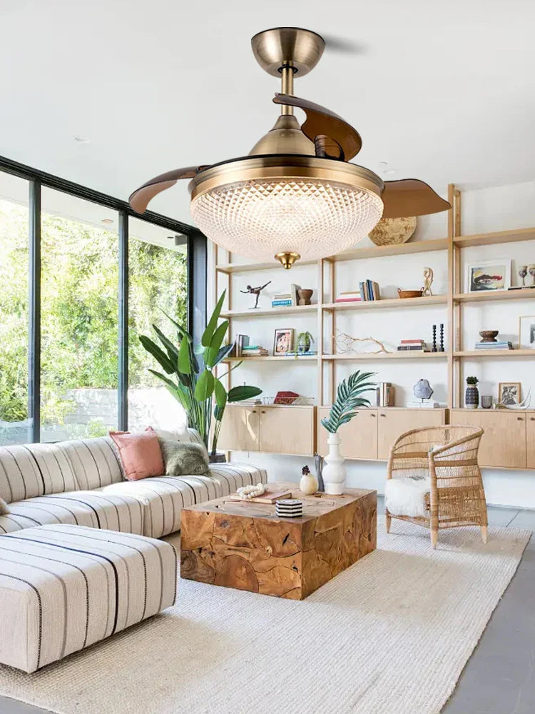 Afralia™ Brushed Copper LED Ceiling Fan with Remote Control - 6 Speeds