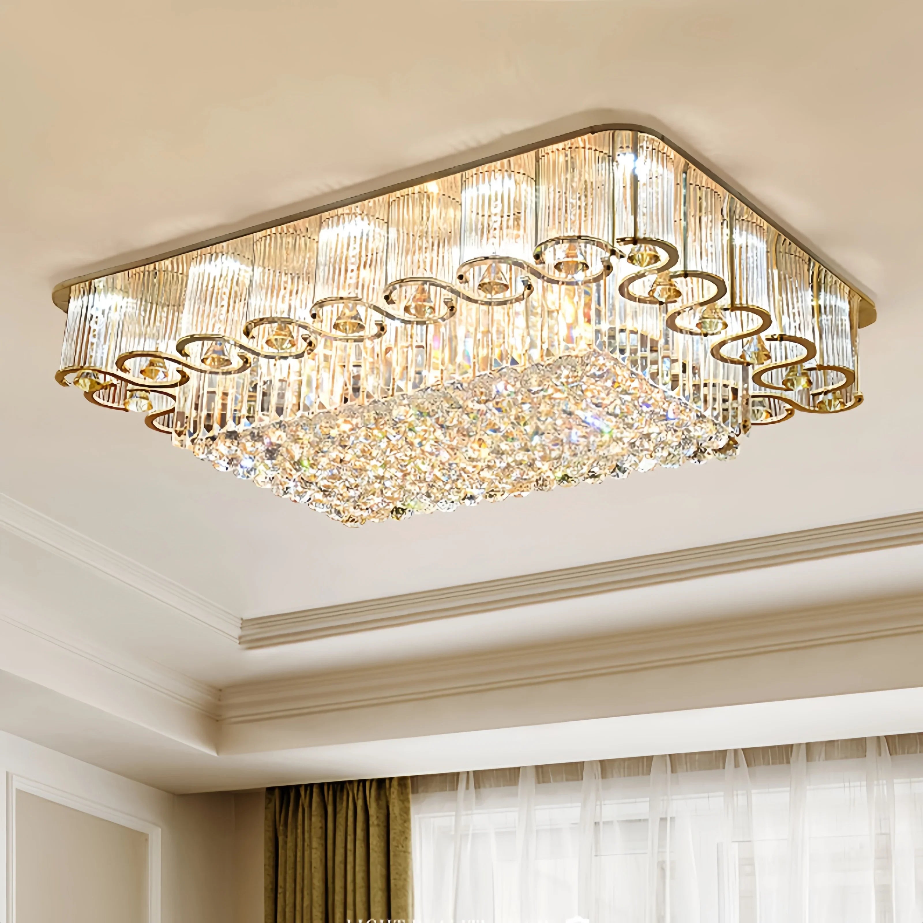 Afralia™ Crystal Led Ceiling Light Elegant European Style Minimalist Living Room Bedroom Lighting
