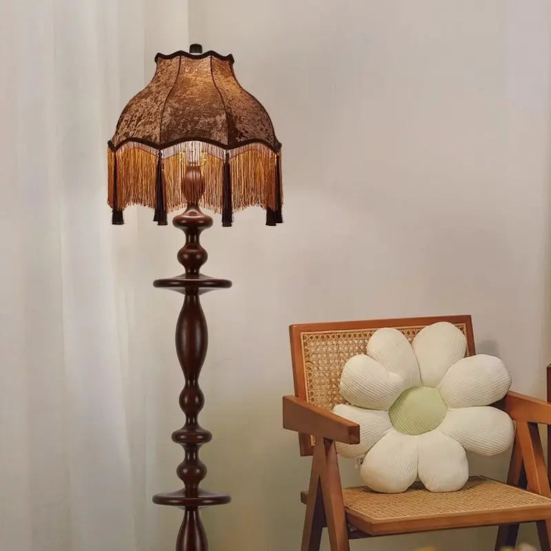 Afralia™ Chinese Tassels Floor Lamp Retro Warm LED Lighting Luxurious Home Decor