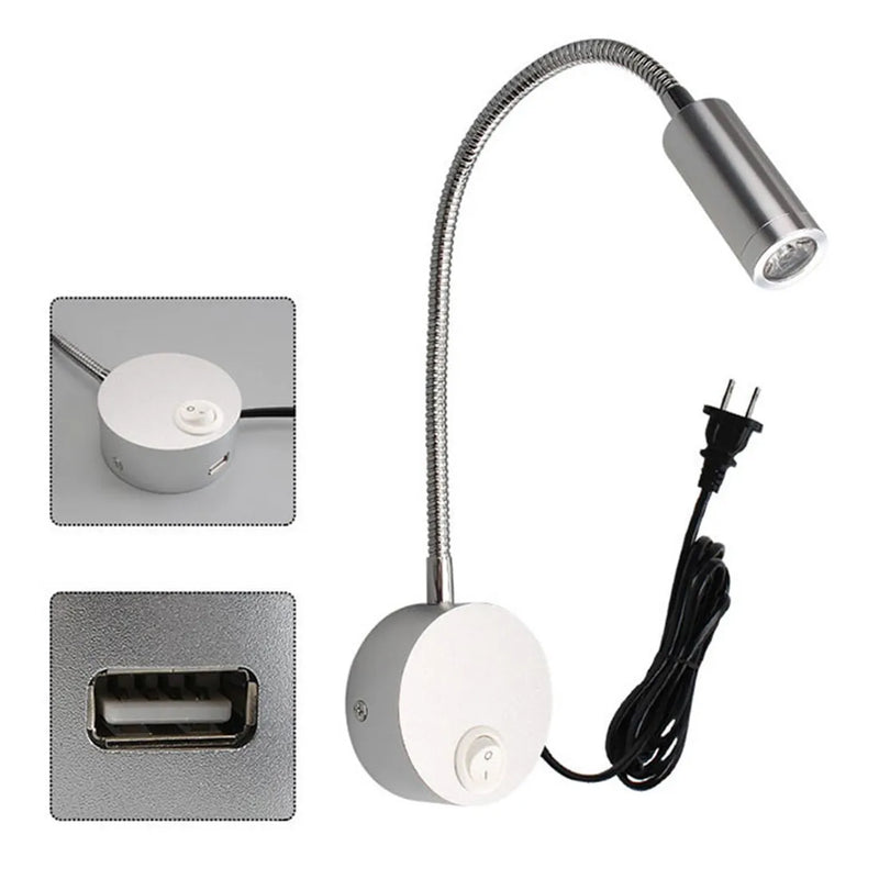 Afralia™ Plug-In Wall Sconce with USB Charging Port and Switch for Bedroom or Living Room