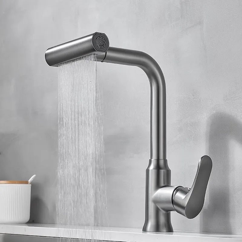 Afralia™ Gray Waterfall Kitchen Faucet Swivel Pull Out Sink Tap Single Hole
