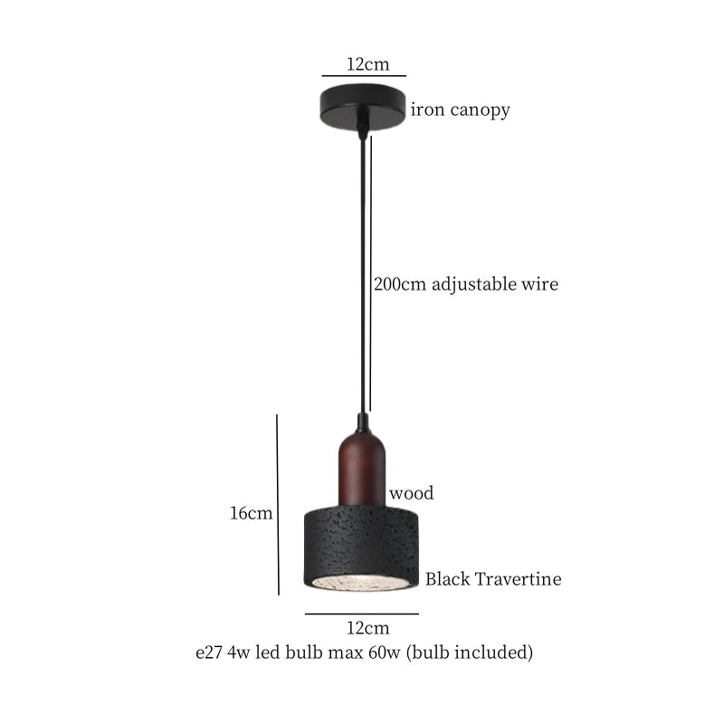 Afralia™ Black Travertine Pendant Light: Nordic Modern LED Hanging Lamp for Living Room & Bedroom