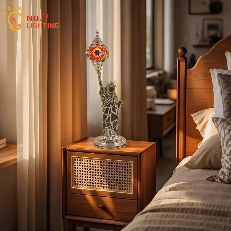 Afralia™ Lady Liberty Vintage Table Lamp LED E14 Classical Design