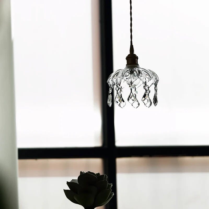 Afralia™ Nordic LED Wall Light Fixture Wood Glass Copper Hanging Lamp