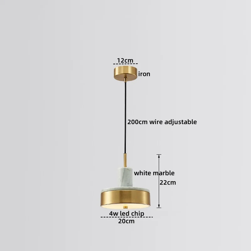 Afralia™ Marble Copper LED Pendant Light - Modern Hanging Lamp Chandelier