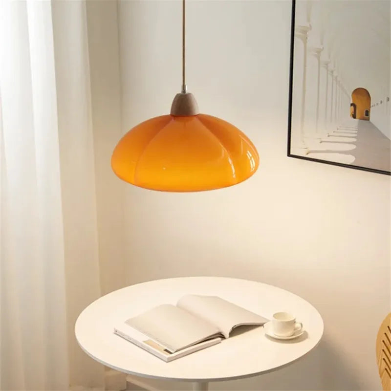 Afralia™ Glass Pumpkin Chandelier for Restaurant Balcony and Bedroom Lighting