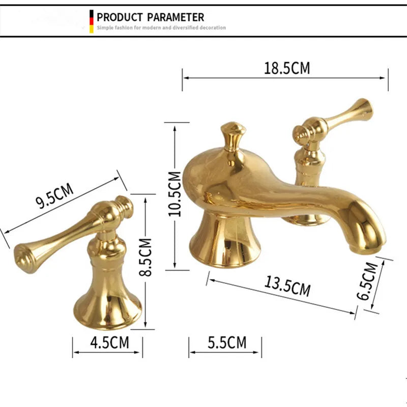 Afralia™ Gold Widespread Bathroom Faucet with Waterfall Design