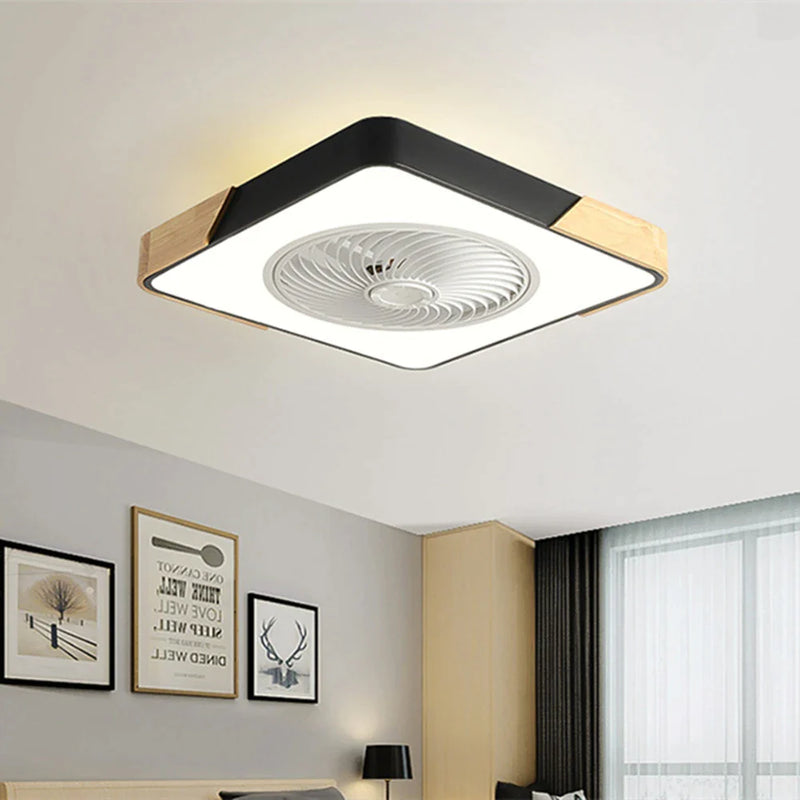 Afralia™ Wood Ceiling Fan with Remote Control for Bedroom Living Room - Modern Low Profile Led Light