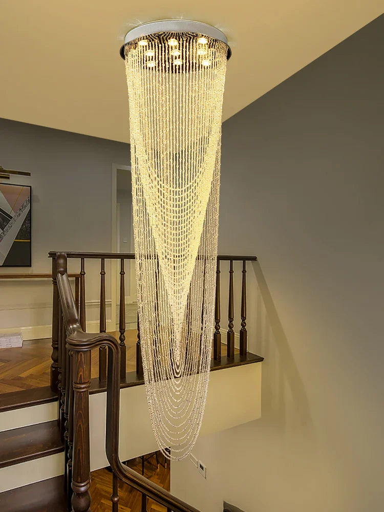 Afralia™ Crystal Rotating Chandelier for Duplex Villa Living Room, Modern Loft Design