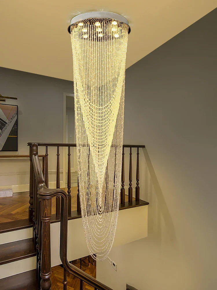 Afralia™ Rotating Crystal Chandelier for Duplex Villa Living Room Loft