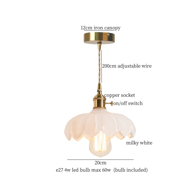 Afralia™ Lotus Leaf Glass LED Pendant Light - Japanese Style Loft Bar Living Dining Bedroom