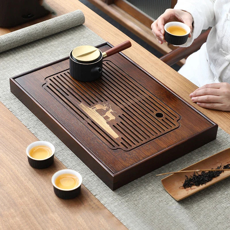 Afralia™ Bamboo Tea Tray: Natural, Rectangular Tea Board for Kung Fu Tea Set