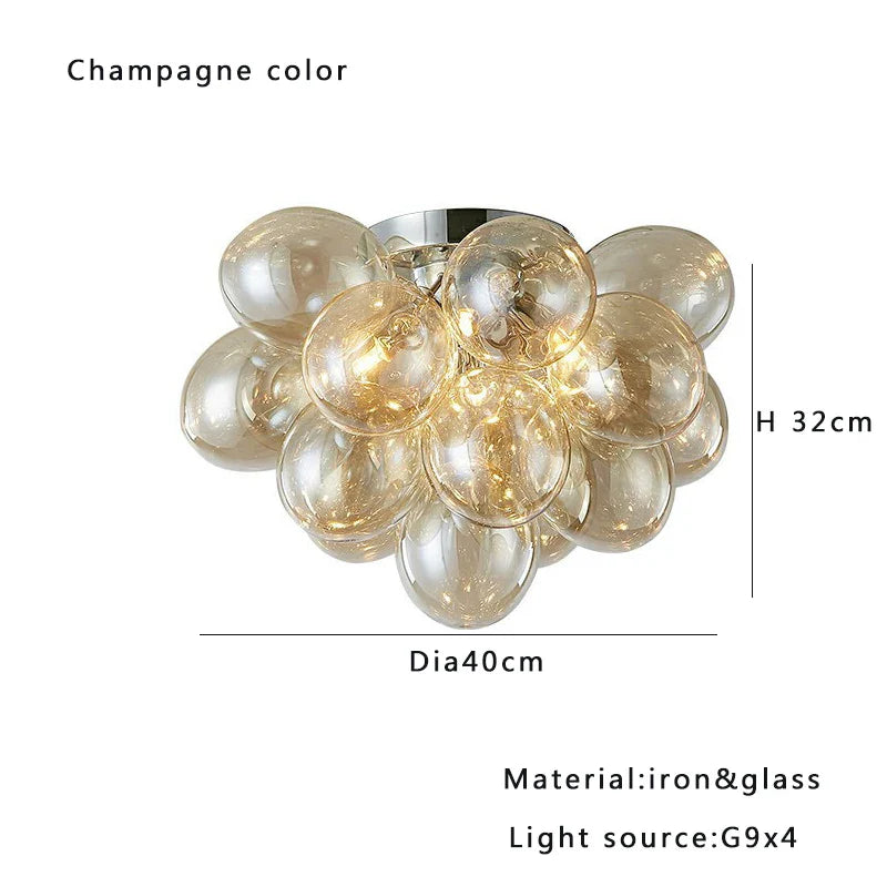 Afralia™ Smoky Gray Grape Glass Chandelier - Modern Dining Room Decor
