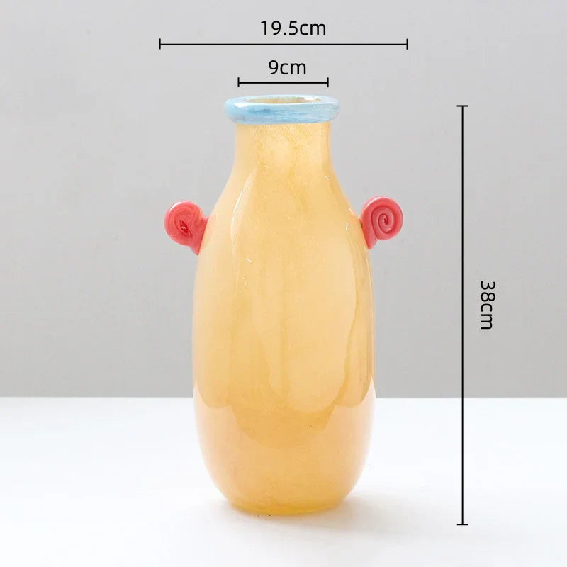 Afralia™ Glass Vase with Candy Handle for Home Decor and Floral Arrangements