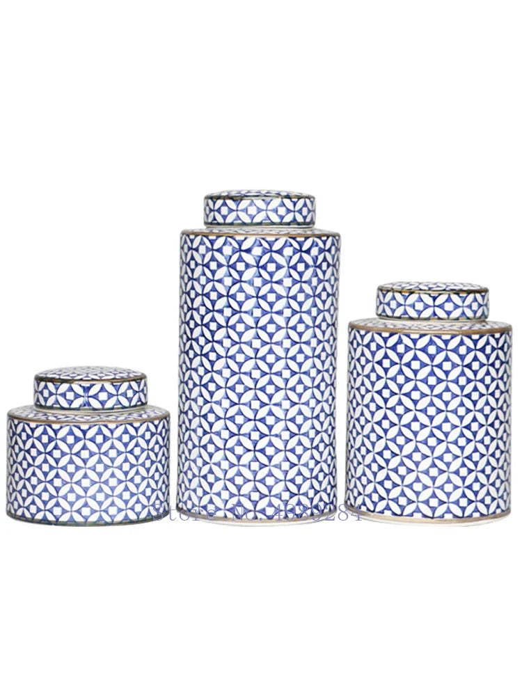 Afralia™ Chinese Retro Ceramics Golden Vase with Cover for Home Décor and Organization