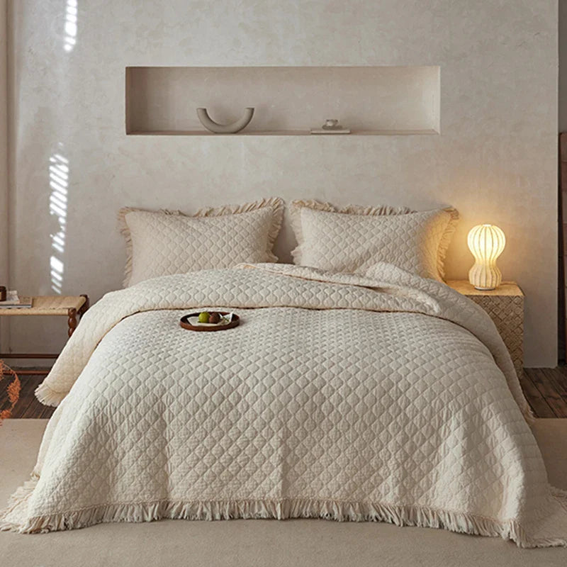 Afralia™ Cotton Quilted Bedspread Set with Pillowcase - Versatile & Summer-Ready
