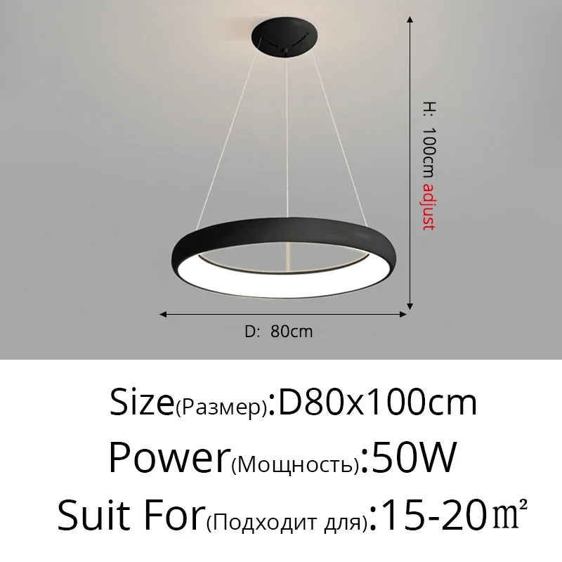 Afralia™ Modern Circular LED Chandelier for Interior Decor with Remote Control - Black/White