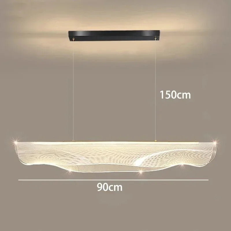 Afralia™ Long Curve LED Chandelier for Living Room Dining Office Decor