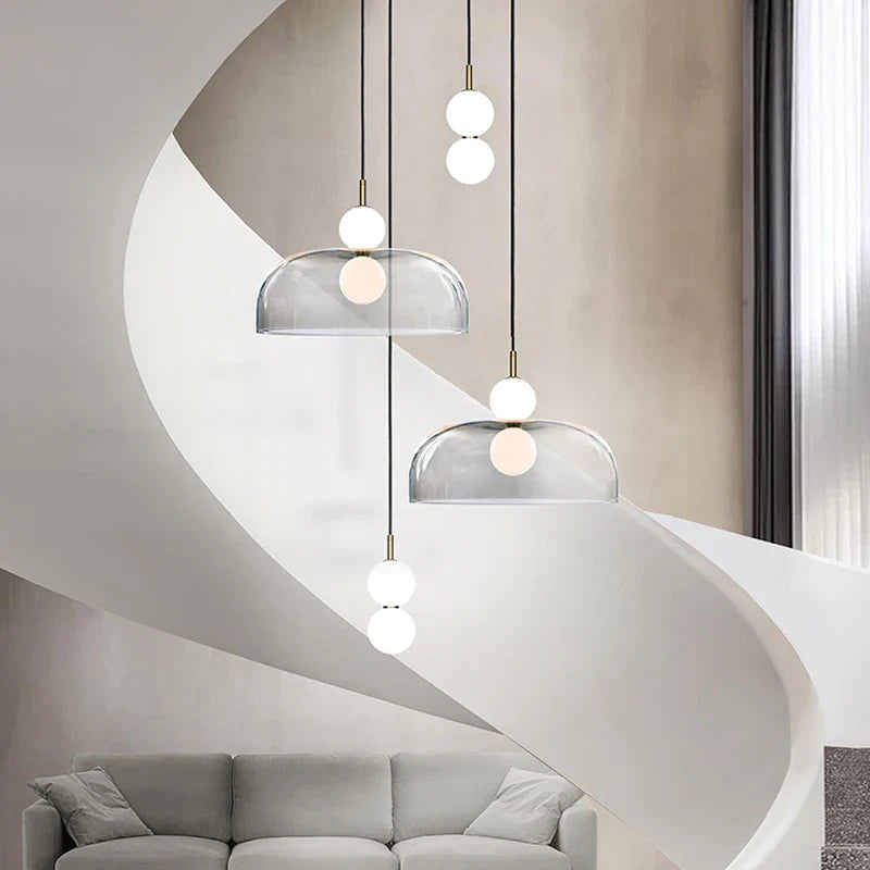 Afralia™ Glass Ball Pendant Light for Duplex Stairwells, Living Room, Bedroom, and Staircase Decor
